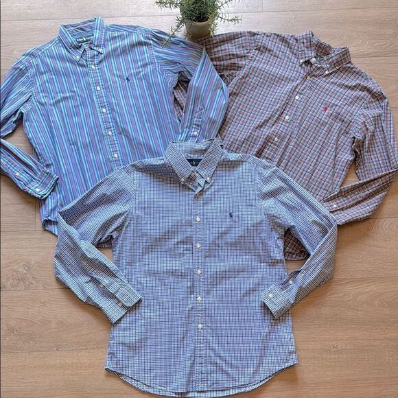 ((3 PIECE)) MENS POLO RALPH LAUREN BUTTON DOWN SHIRTS SIZE LARGE EEEUC - Picture 1 of 8